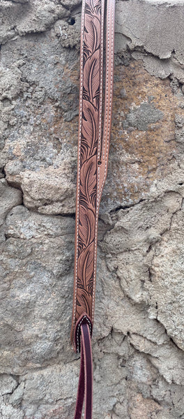 Belt style hand tooled one ear headstall