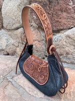 Javalina and sunflower tooled purse
